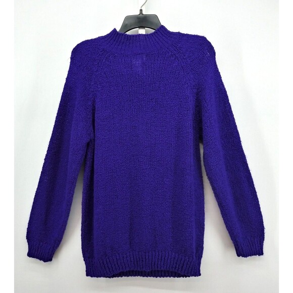 Jennifer Moore Sweater Womens Size PM Dark Purple Mock Neck Long Sleeve Pullover - Picture 3 of 6